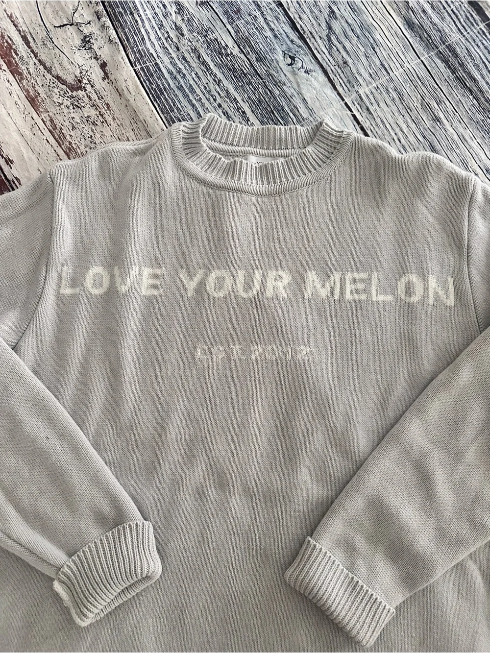 Love Your Melon Light Gray Logo Knit Sweater - Picture 4 of 9
